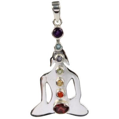 Pendentif Argent 7 Chakras - Bouddha