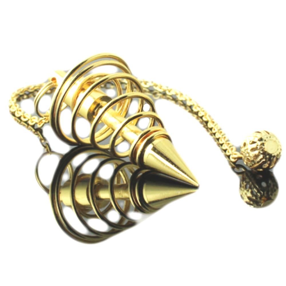 Pendule radiesthésie spirale en laiton doré : pendule boutique