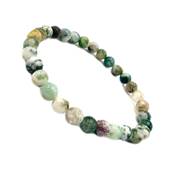 Bracelet Perles Rondes 6mm - Agate Arbre Dendrite Naturelle