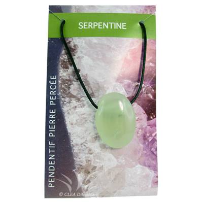 Pendentif Pierre ovale percée - Serpentine