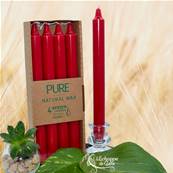 Bougie Longue Rouge 10h Pure Candle Bote de 4