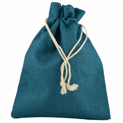 Bourse en toile de jute Bleu Pétrole - 20 x 14 cm