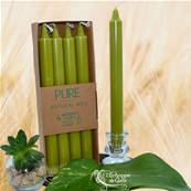 Bougie Longue Vert Olive 10h Pure Candle Boîte de 4