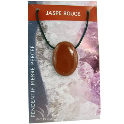 Pendentif Pierre ovale percée - Jaspe Rouge