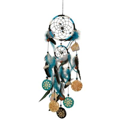 Dreamcatcher - Attrape rêve - 2 Cercles et Bois - Turquoise