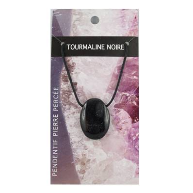 Pendentif Pierre ovale percée - Tourmaline Noire