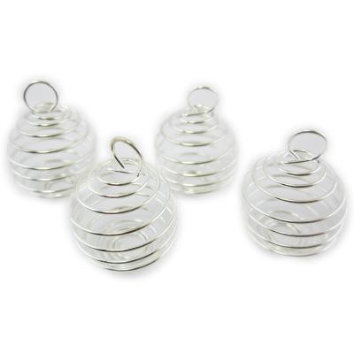 Boule ressort Pendentif spirale argenté 20mm