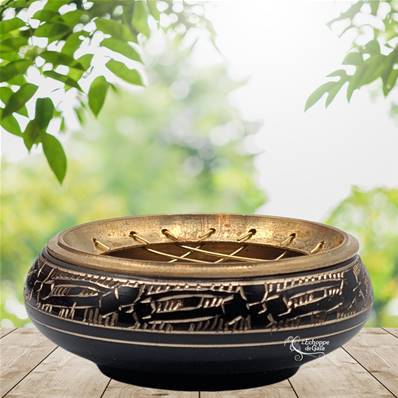 Brûle Encens Coupe laiton noir et doré