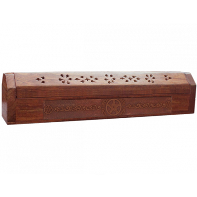 Boîte Porte encens en bois de Sheesham Gravée - Pentacle