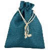 Bourse en toile de jute Bleu Ptrole - 15 x 12 cm
