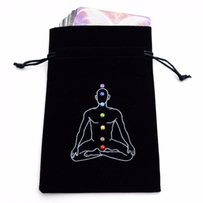 Bourse de velours Noir Chakra Man - 19x13 cm