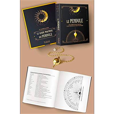 Coffret Noir Le Pendule -  Le Livre d'initiation & le Pendule Goutte Doré