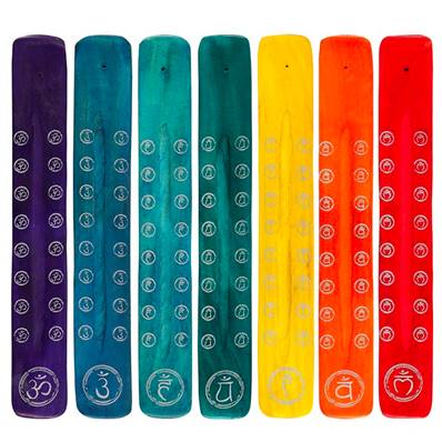 Porte Encens en Bois Coloré - Chakras