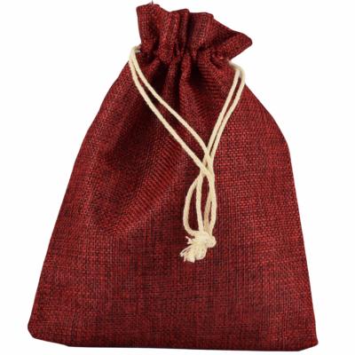 Bourse en toile de jute Rouge Bordeaux - 20 x 14 cm