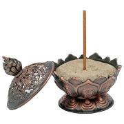 Porte encens métal Lotus Tibétain Cuivré et Sachet de Sable