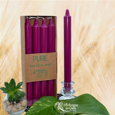 Bougie Longue Violet 10h Pure Candle Boîte de 4