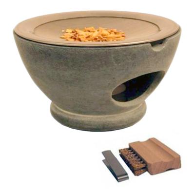 Brûle Encens, Résines et Plantes en stéatite Gris Tamis+Brosse+Pince