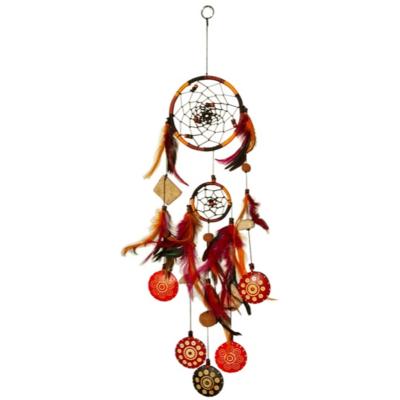 Dreamcatcher - Attrape Rêve - 2 Cercles et Bois - Orangé