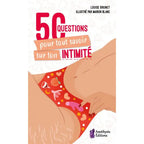La couverture du livre « 50 Questions pour tout savoir sur ton INTIMITÉ » de Louise Brunet, illustrée par Marion Blanc, mettant en scène un dessin stylisé du bas d'un corps féminin portant une culotte rouge à motifs colorés.