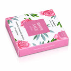 Briques d'encens Sauge blanche et rose Aromafume, packaging rectangulaire blanc illustré de roses et feuilles avec carré et tranche fuchsia.