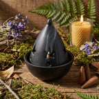 Brûle Encens Cônes Etoile Céramique Noir ajouré avec fumée mystique pour autel de sorcière