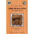 Paquet d’encens rares « L’Arbre aux Mille Vœux » n°30, visuel de rouleaux d’encens bruns sur fond bois.