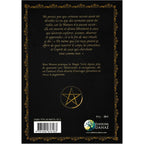 Dos du Grimoire de Magie Verte sur fond noir, orné d'un pentacle doré et d'un résumé.