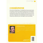 Quatrième de couverture du livre L'Homéopathie du Docteur Dominique-Jean Sayous, présentant un guide pratique organisé par ordre alphabétique pour soigner les maux du quotidien.