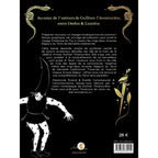 Quatrième de couverture du livre Le Voyage du Fou, fond noir avec texte de présentation, ornements dorés, illustration du Fou et code-barres.
