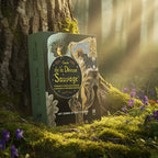 Coffret de l'Oracle de la Déesse Sauvage d'Amy Zerner et Monte Farber posé au pied d'un arbre en forêt, illustré d'une déesse cosmique en collage artistique.
