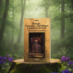 La couverture du livre "Rituels, Charmes et Sortilèges à la portée de tous" par Salem, mise en scène sur une souche d'arbre dans une forêt mystique entourée de fleurs violettes.