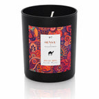 Bougie bijou Sensa x Nakupenda n°7 Escale Maroc présentée de face dans son pot noir mat.