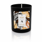 Bougie bijou Sensa x Nakupenda n°5 Escale Zanzibar présentée de face dans son pot noir mat.