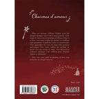 Quatrième de couverture du livre magies d'amour : résumé sur fond rouge, code-barres, logos Alliance Magique et prix 18€.