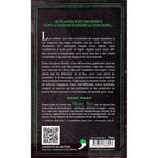 Quatrième de couverture du livre Encens et Potions en Magie avec texte et ornements verts sur fond noir texturé.