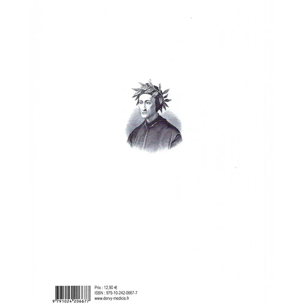 L'Ésotérisme de Dante, quatrième de couverture blanche présentant un portrait de Dante Alighieri en médaillon avec code-barres et prix en bas de page.