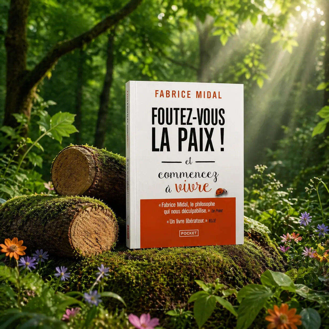 Livre de poche Foutez-vous la paix ! de Fabrice Midal, avec une couverture blanche épurée et le titre écrit en grandes lettres noires et rouges.