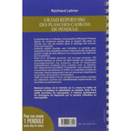 Quatrième de couverture du livre "Grand Répertoire des Planches-Cadrans de Pendule" par Reinhard Lehner, présentant un texte descriptif sur la pratique de la radiesthésie sur fond bleu.