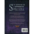 La quatrième de couverture du livre "Le Grimoire de l'Apprentie Sorcière", présentant le résumé de l'ouvrage sur la magie et le bien-être, l'ISBN et l'illustration d'un papillon de nuit sur un fond violet étoilé.