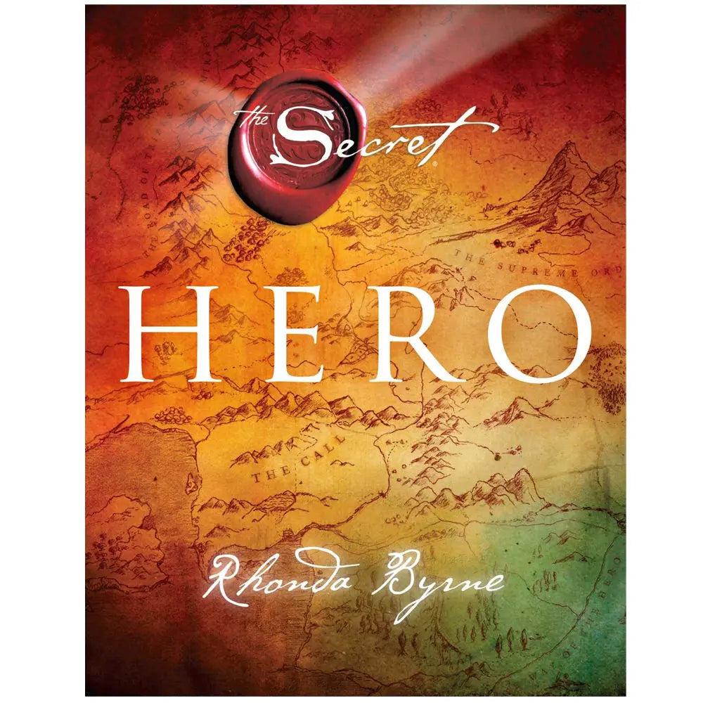 Couverture du livre "Hero" de Rhonda Byrne, issu de la série "The Secret", illustrée d'une carte ancienne.