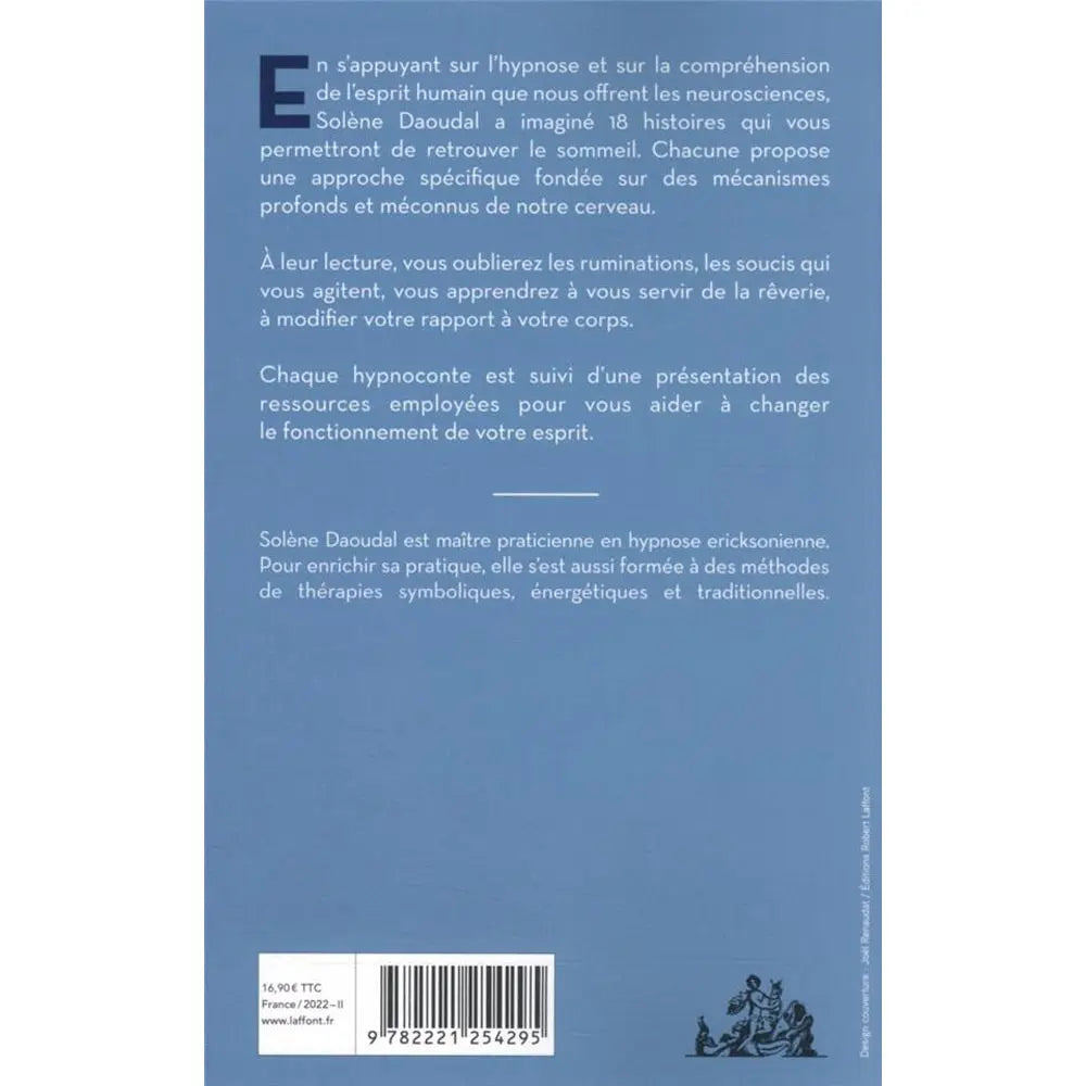 Quatrième de couverture du livre "Hypno-contes" de Solène Daoudal avec résumé, biographie de l'auteure et informations techniques.