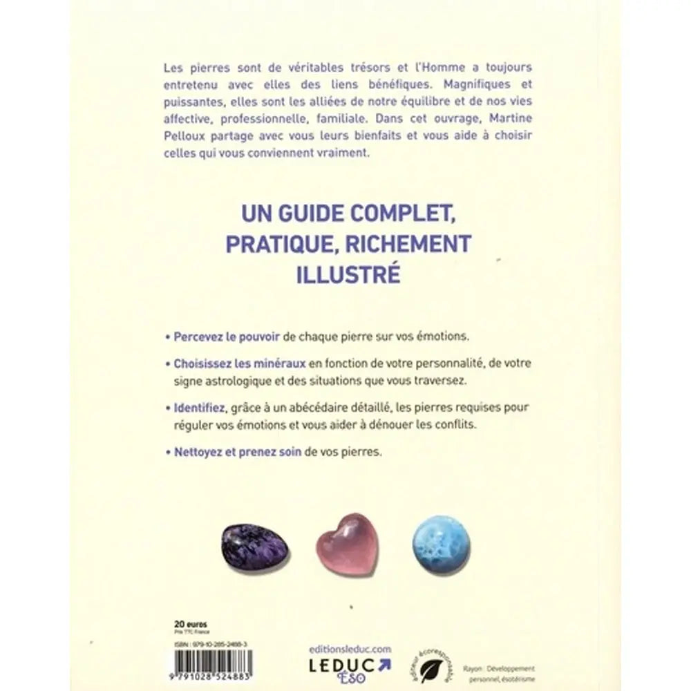 Quatrième de couverture du livre de Catherine Maillard présentant le résumé sur l'initiation à la lithothérapie, les bénéfices des pierres et une courte biographie de l'autrice.