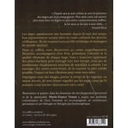 L'Oracle Vibratoire des Anges présentant son texte de description au verso sur un fond terre d'ombre, détaillant le contenu du coffret de 50 cartes et son livre de 380 pages.
