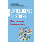 L'Intelligence du Stress couverture souple bleu ciel avec une illustration colorée symbolisant le mental, présenté dans un contexte de gestion des émotions et du corps.