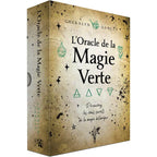 Coffret de L'Oracle de la Magie Verte de Cheralyn Darcey aux éditions Véga, orné de symboles botaniques et alchimiques sur un fond imitant un parchemin ancien.