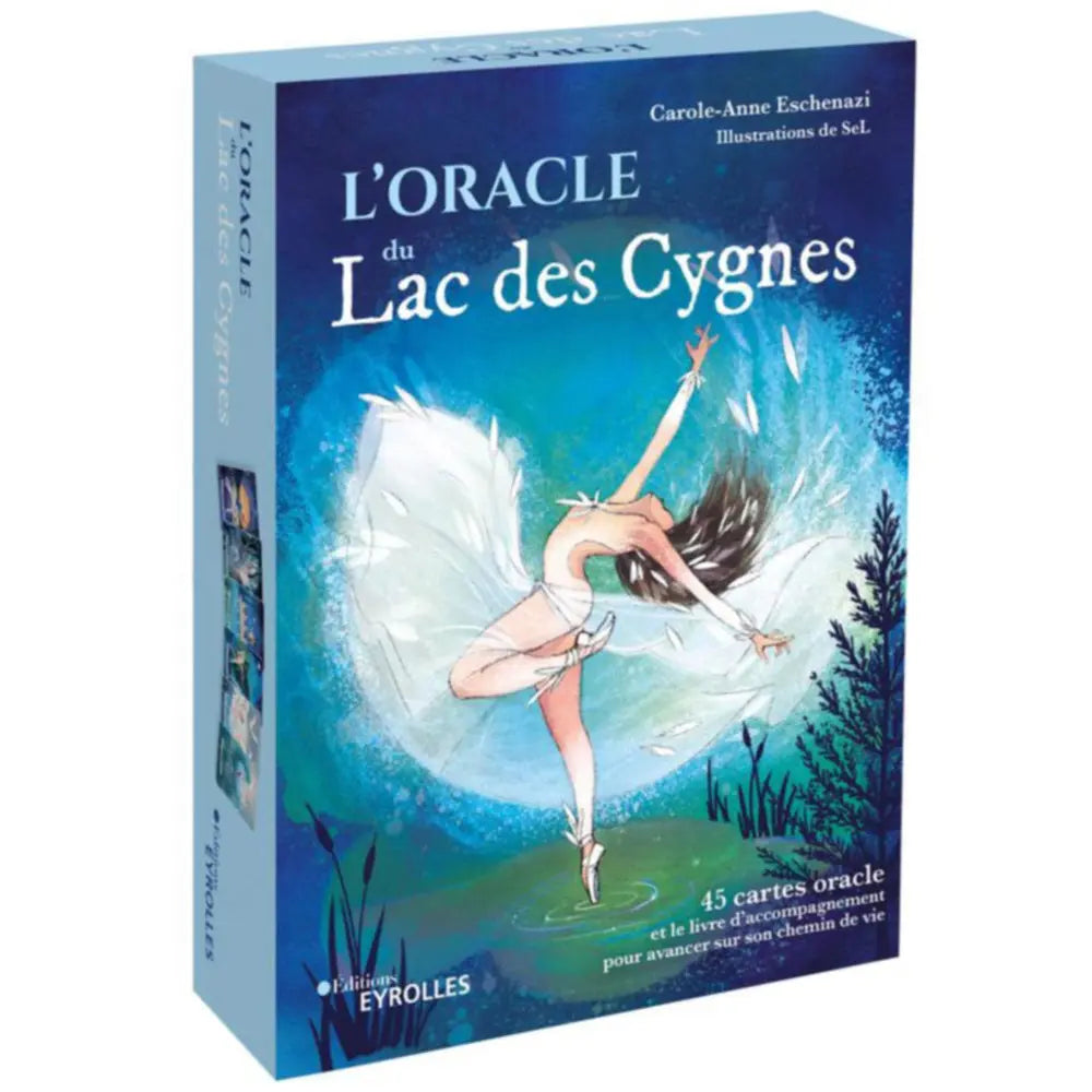 L'Oracle du Lac des Cygnes illustré par une danseuse étoile en tutu blanc gracieux sur un fond bleu nuit onirique.