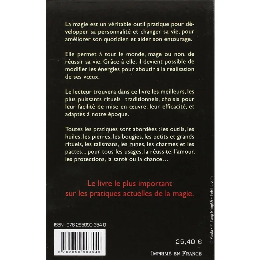 Quatrième de couverture du livre La Magie d'Aujourd'hui détaillant les rituels traditionnels, outils et pratiques magiques modernes.
