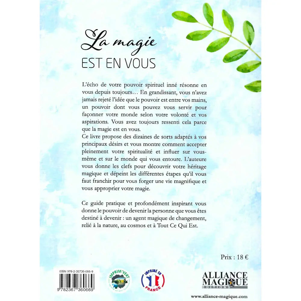 Dos du livre La magie est en vous de Tess Whitehurst, publié aux éditions Alliance Magique.