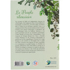 Le Peuple silencieux illustré par sa quatrième de couverture présentant le résumé textuel de l'ouvrage sur fond vert clair orné de feuillages.
