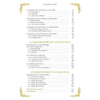 Le Shadow Work d'Isabelle Cerf, illustré par la seconde page de son sommaire listant les rituels et les bilans sur fond blanc aux détails dorés.
